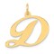14K Yellow Gold Large Fancy Script Initial D Charm Jewerly 22mm x 23mm